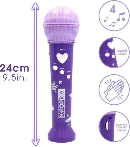 K Pop Idol muziekspeelgoed, microfoon, geïnspireerd door K-pop, met spraakopname, geïntegreerde geluiden voor een echte fans, vanaf 3 jaar