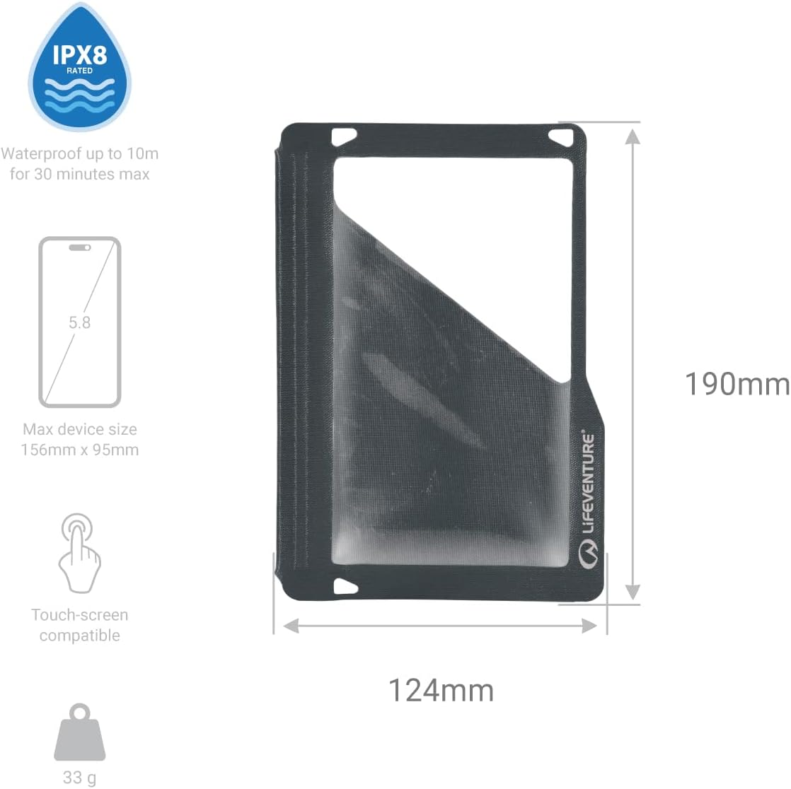 Lifeventure Waterproof Pouch Case Touch-Screen Compatible IPX7 Waterproof up to 1 metre for 30 minutes