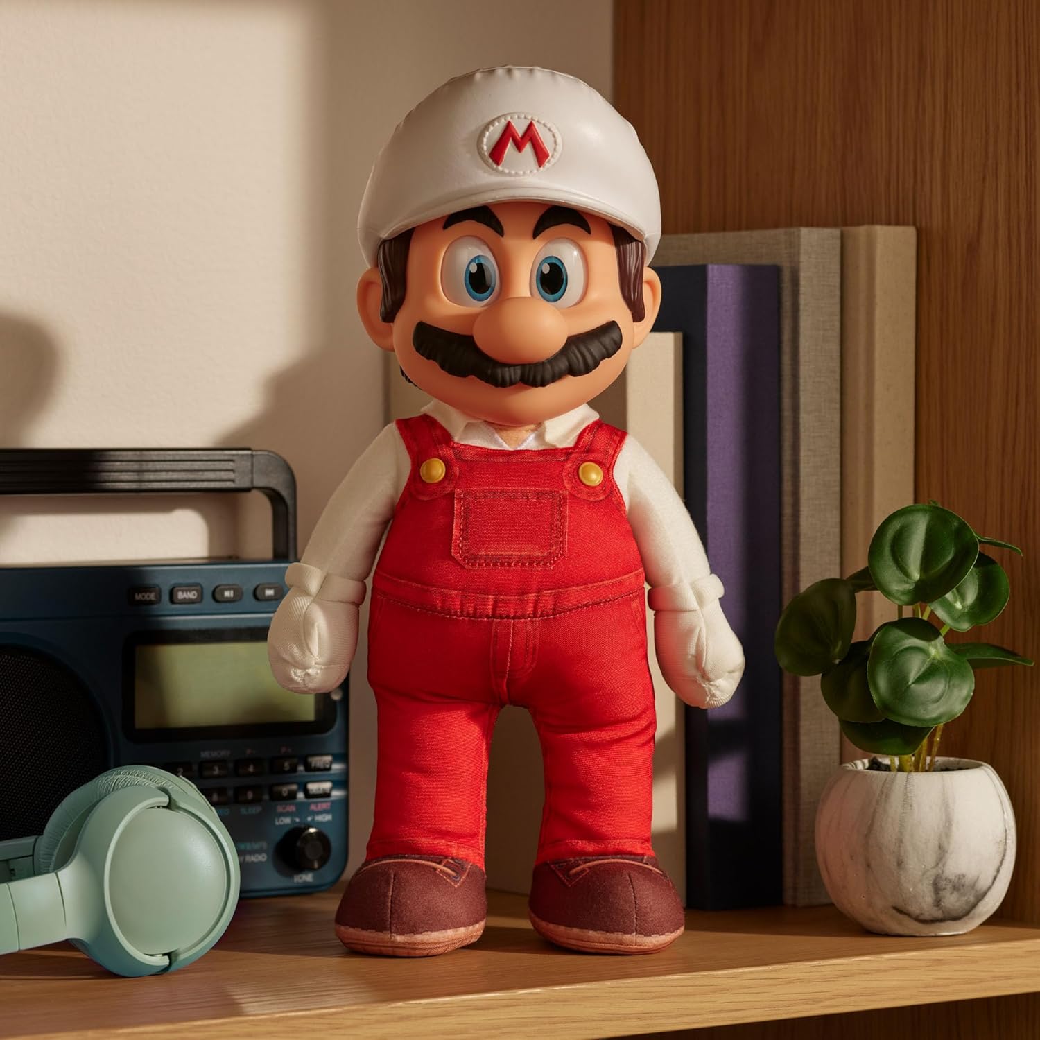 „Super Mario Galaxy“-Film: Bewegliches „Fire Mario“-Plüschtier, 35 cm, offiziell lizenziert von Jakks Pacific, Stofftier mit beweglichem Kopf, Nintendo-Sammlerstück, ab 3 Jahren