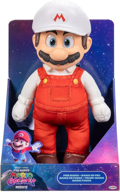 „Super Mario Galaxy“-Film: Bewegliches „Fire Mario“-Plüschtier, 35 cm, offiziell lizenziert von Jakks Pacific, Stofftier mit beweglichem Kopf, Nintendo-Sammlerstück, ab 3 Jahren