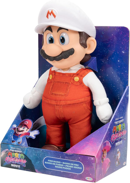 „Super Mario Galaxy“-Film: Bewegliches „Fire Mario“-Plüschtier, 35 cm, offiziell lizenziert von Jakks Pacific, Stofftier mit beweglichem Kopf, Nintendo-Sammlerstück, ab 3 Jahren