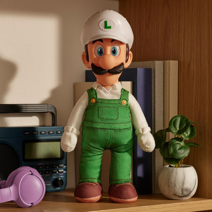 The Super Mario Galaxy Movie Fire Luigi Poseable Plush 15" / 38cm, Officially Licensed by Jakks Pacific, Plush with Sculpted Roto Head, Nintendo Collectible Plush, for Ages 3+