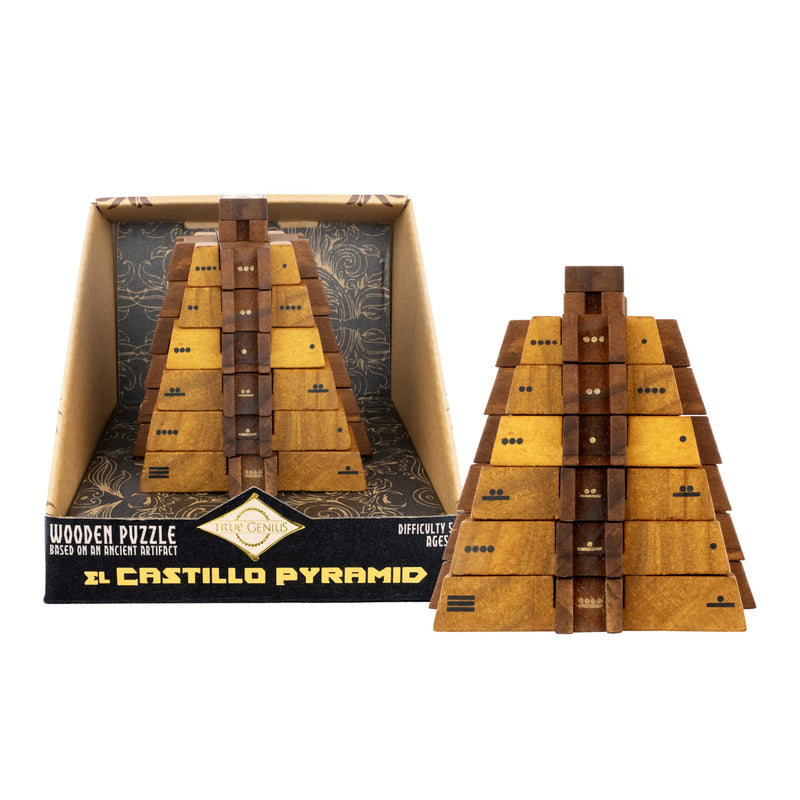 El Castillo Pyramid Wooden Puzzle – Mayan Temple of Kukulcan Brainteaser, 3D Math & Logic Puzzle Game, Challenging Wooden Brain Teaser (Difficulty Level 5), Educational STEM Toy for Kids 8+ & Adults