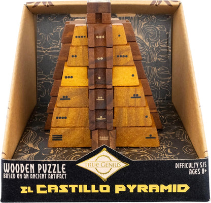El Castillo Pyramid Wooden Puzzle – Mayan Temple of Kukulcan Brainteaser, 3D Math & Logic Puzzle Game, Challenging Wooden Brain Teaser (Difficulty Level 5), Educational STEM Toy for Kids 8+ & Adults