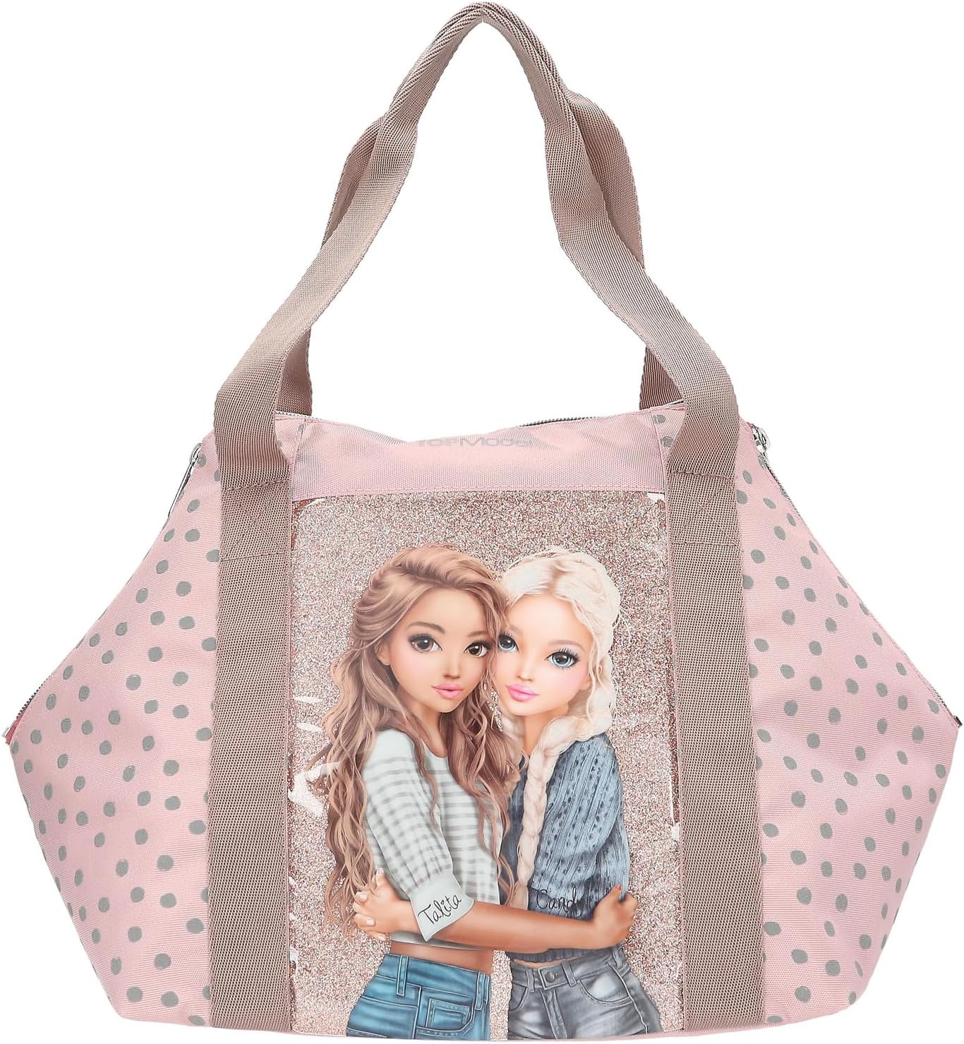 Depesche 14014 TOPModel Dots Sports Bag in Pink with Model Motif and Dots Pattern Bag with Handle and Inner Compartment