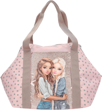 Depesche 14014 TOPModel Dots Sports Bag in Pink with Model Motif and Dots Pattern Bag with Handle and Inner Compartment