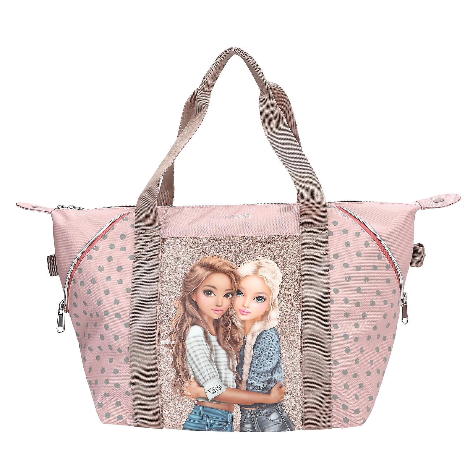 Depesche 14014 TOPModel Dots Sports Bag in Pink with Model Motif and Dots Pattern Bag with Handle and Inner Compartment