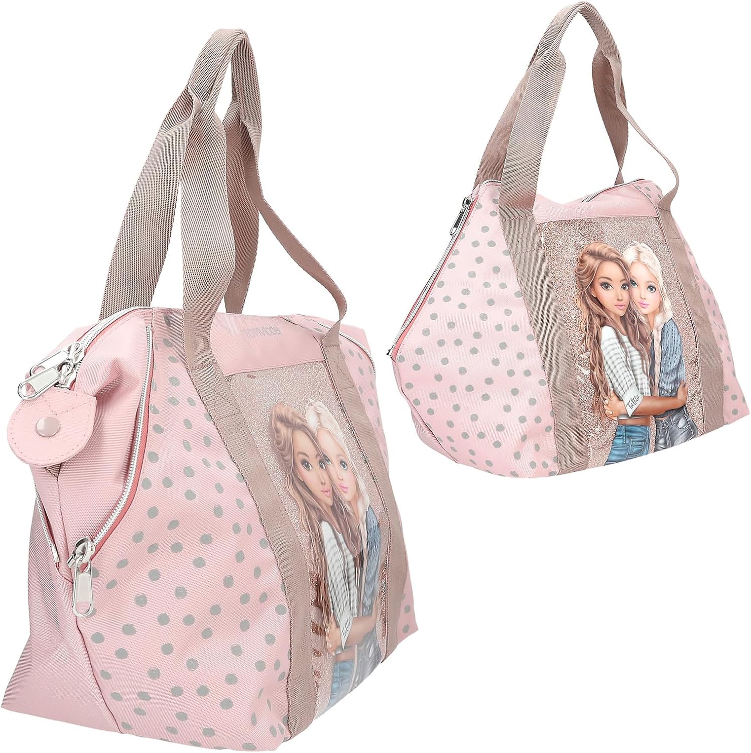 Depesche 14014 TOPModel Dots Sports Bag in Pink with Model Motif and Dots Pattern Bag with Handle and Inner Compartment