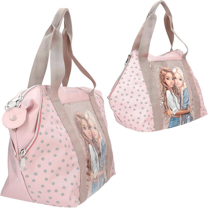 Depesche 14014 TOPModel Dots Sports Bag in Pink with Model Motif and Dots Pattern Bag with Handle and Inner Compartment