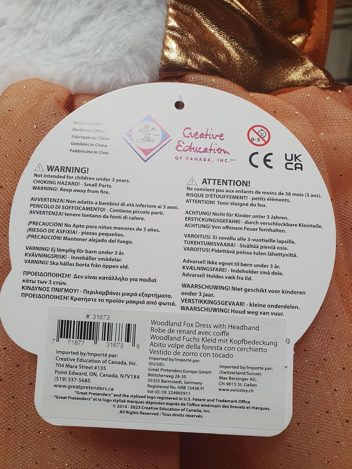 Great Pretenders - Woodland Fox Dress w/HB, maat US 3-4 mutsen, maskers en accessoires voor feestjes, meerkleurig, effen (31673