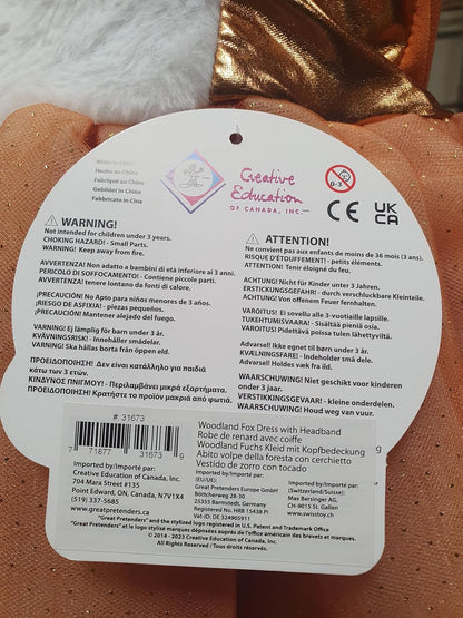 Great Pretenders - Woodland Fox Dress w/HB, maat US 3-4 mutsen, maskers en accessoires voor feestjes, meerkleurig, effen (31673
