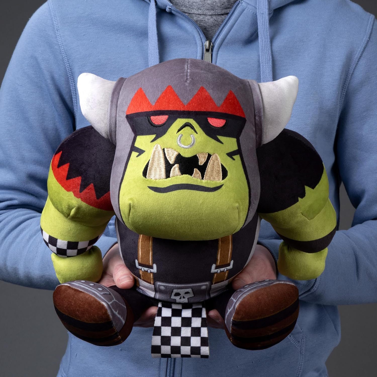 Warhammer 40,000 Goff Ork Boy Mega Plush by Club Mocchi Mocchi, 13 Inch Collectable Soft Toy, Squishy Ork Clan Warrior, Gaming Room Decor, Officially Licensed Warhammer Plush for Teens and Adult Fans