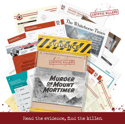 Cryptic Killers Unsolved Murder Mystery Game - Cold Case Files Investigation Detective Evidence & Crime File - Individuals, Date Nights & Party Games- Murder on Mount Mortimer