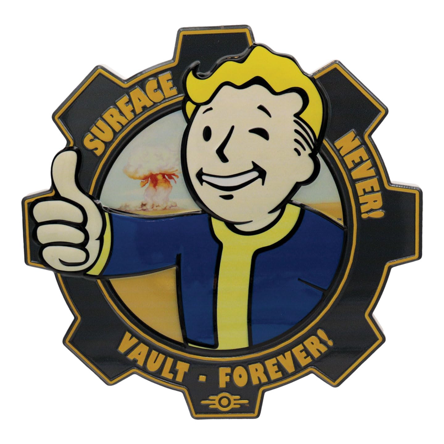 Fallout Vault Boy Kunstharz-Plakette, 200 x 198 mm, Sammlerstück mit Ständer und Wandhaken