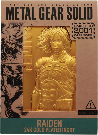 FaNaTtik Metal Gear Solid 2 – 24k Gold Plated Raiden Collectible Ingot - Officially Licensed & Limited Edition Gaming Memorabilia - (2,001 Worldwide) with Individual Numbering