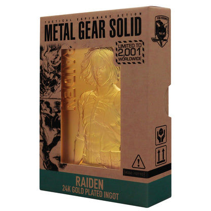 FaNaTtik Metal Gear Solid 2 – 24k Gold Plated Raiden Collectible Ingot - Officially Licensed & Limited Edition Gaming Memorabilia - (2,001 Worldwide) with Individual Numbering
