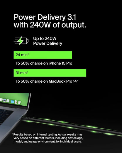 Belkin Connect USB4-Kabel, 2-m-Ladekabel, USB-C-auf-USB-C-Kabel mit 240-W-Power Delivery, 20 Gbit/s – USB4-konformes Ladekabel, kompatibel mit Geräten wie MacBook, Windows-Laptops und Chromebook