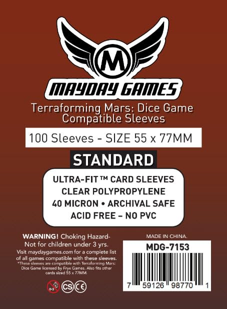 Terraforming Mars: Dice Game Compatible Standard Card Sleeves (55 x 77mm
