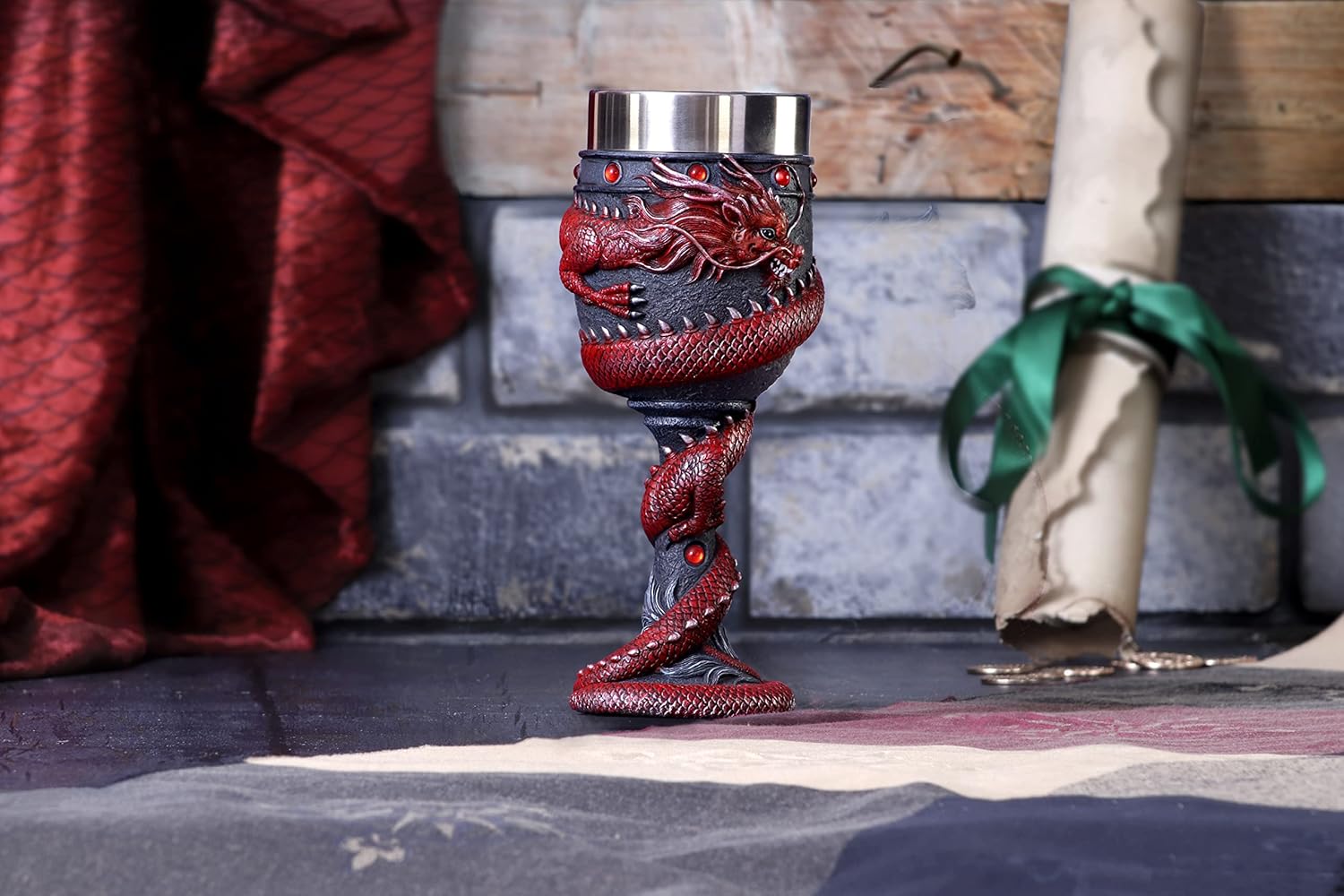 Nemesis Now B5882V2, Calice Dragon Coil, Rosso, 20cm