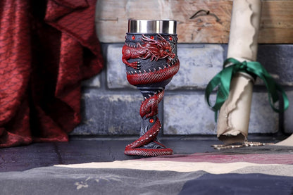 Nemesis Now B5882V2, Calice Dragon Coil, Rosso, 20cm