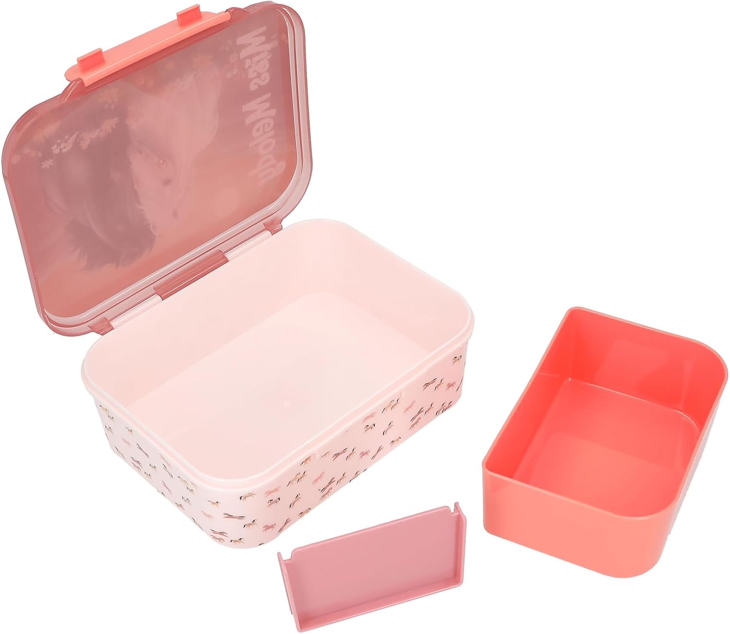 Depesche Miss Melody Blossom Pony 14132 Lunch Box in Light Pink with Horse Motif, Lunch Box with 3 Compartments and Hinged Lid