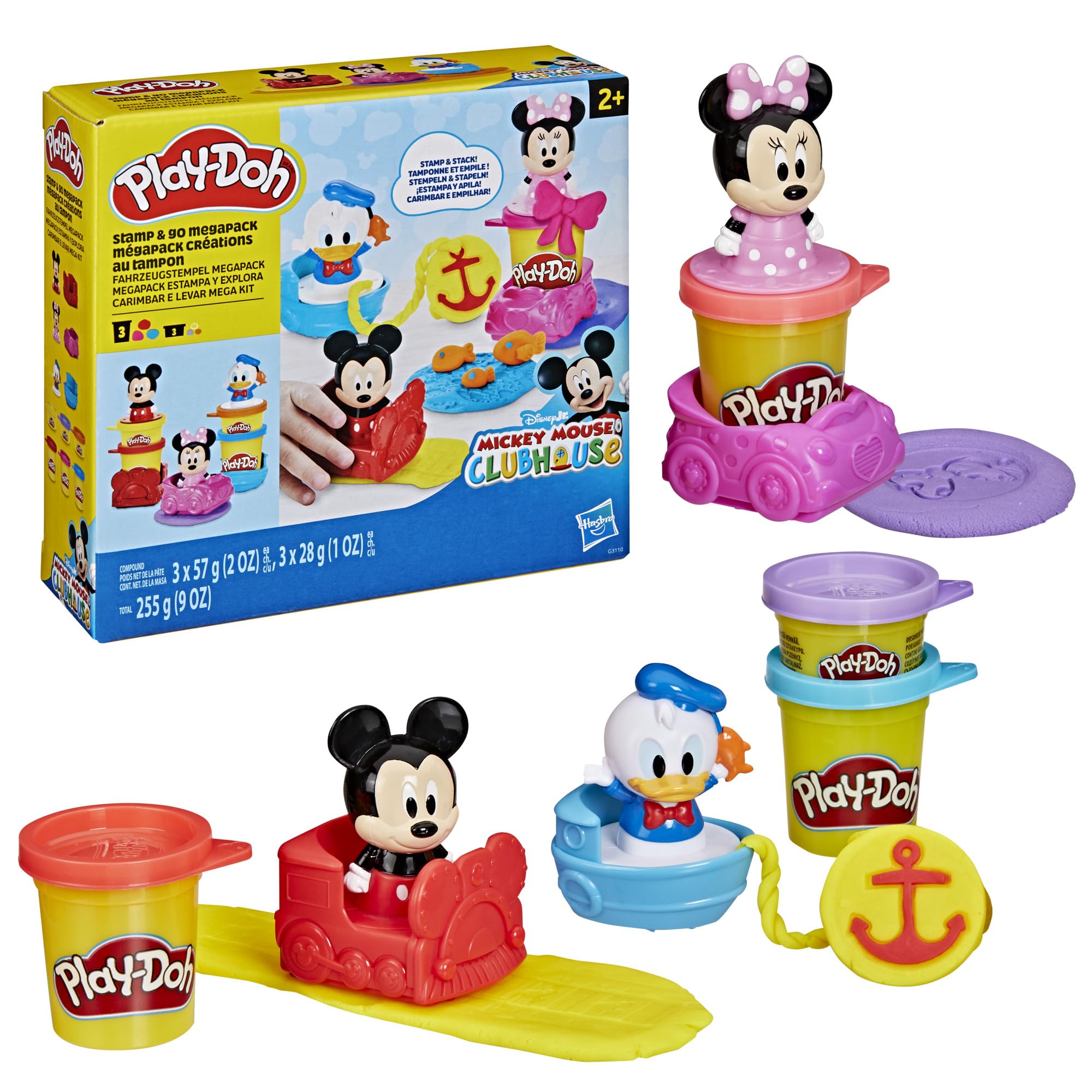 Play-Doh Disney Junior Stamp & Go Megapack with Mickey, Minnie & Donald, Arts & Crafts Preschool Toys for Children Aged 2+
