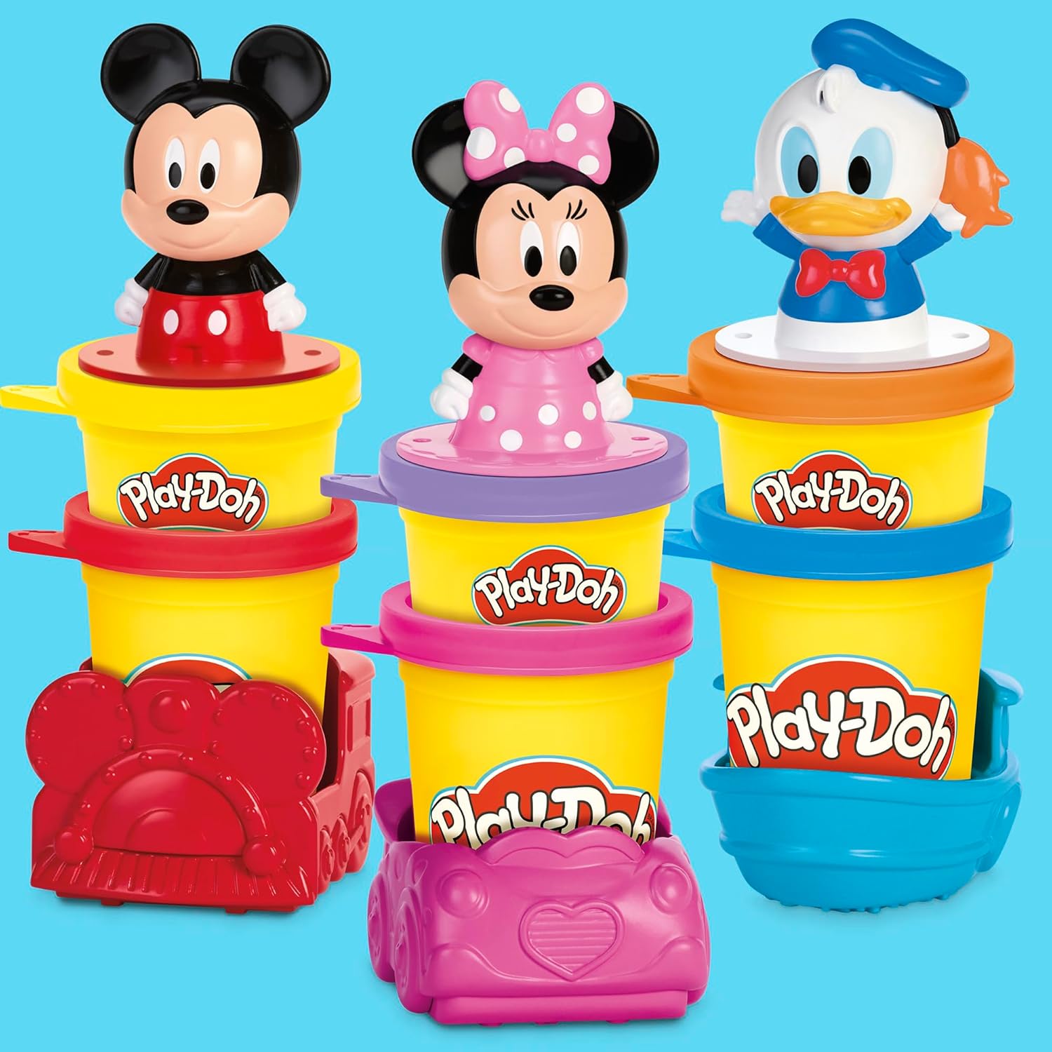Play-Doh Disney Junior Stamp & Go Megapack with Mickey, Minnie & Donald, Arts & Crafts Preschool Toys for Children Aged 2+