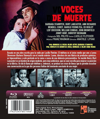Voces de Muerte (Bd-R) (Blu-ray) (Sorry, Wrong Number