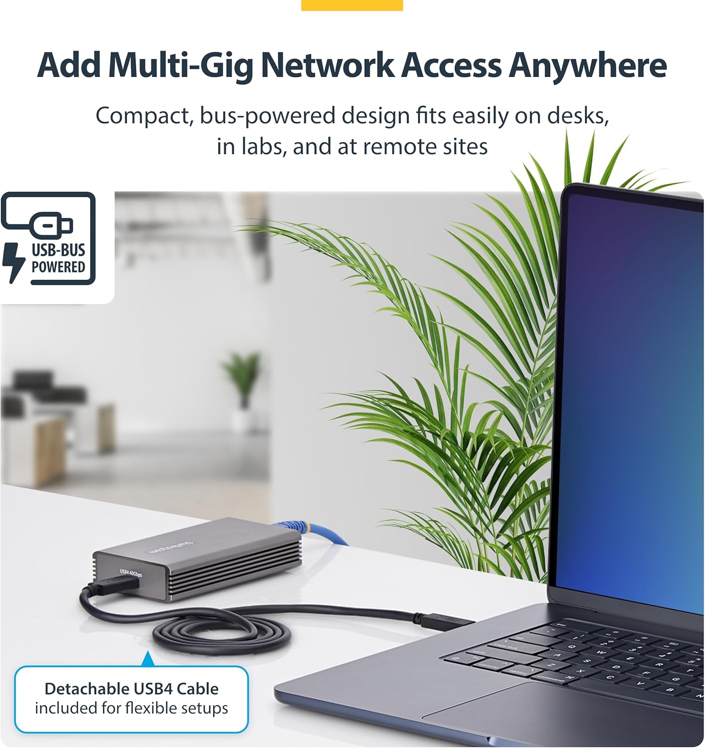StarTech Adattatore USB4 a Ethernet 10GbE, Scheda di Rete Esterna Compatibile Thunderbolt 3/4 / 5, NIC 10/5/2.5/1 Gbps /100Mbps, Windows/Mac, TAA