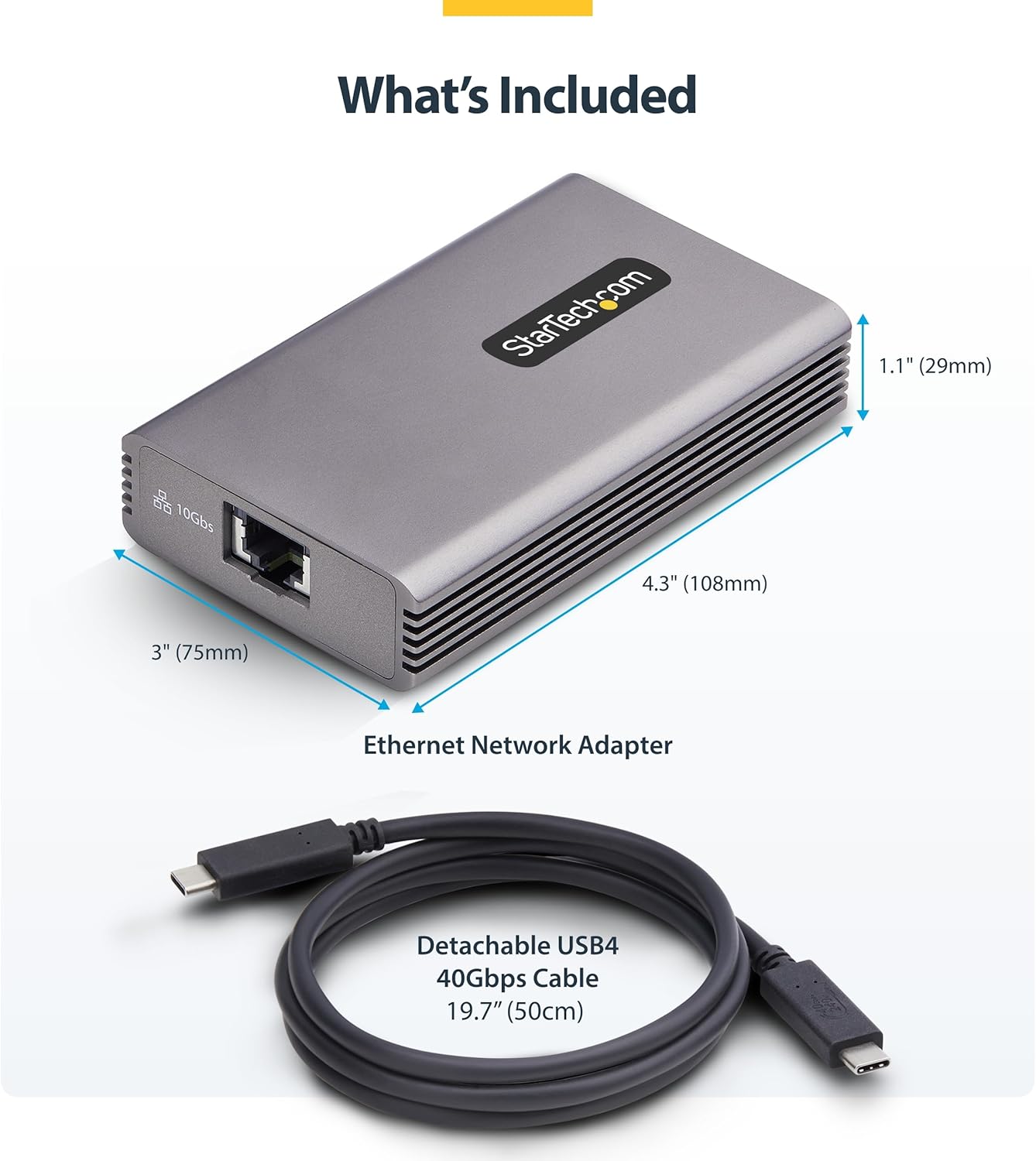 StarTech Adattatore USB4 a Ethernet 10GbE, Scheda di Rete Esterna Compatibile Thunderbolt 3/4 / 5, NIC 10/5/2.5/1 Gbps /100Mbps, Windows/Mac, TAA