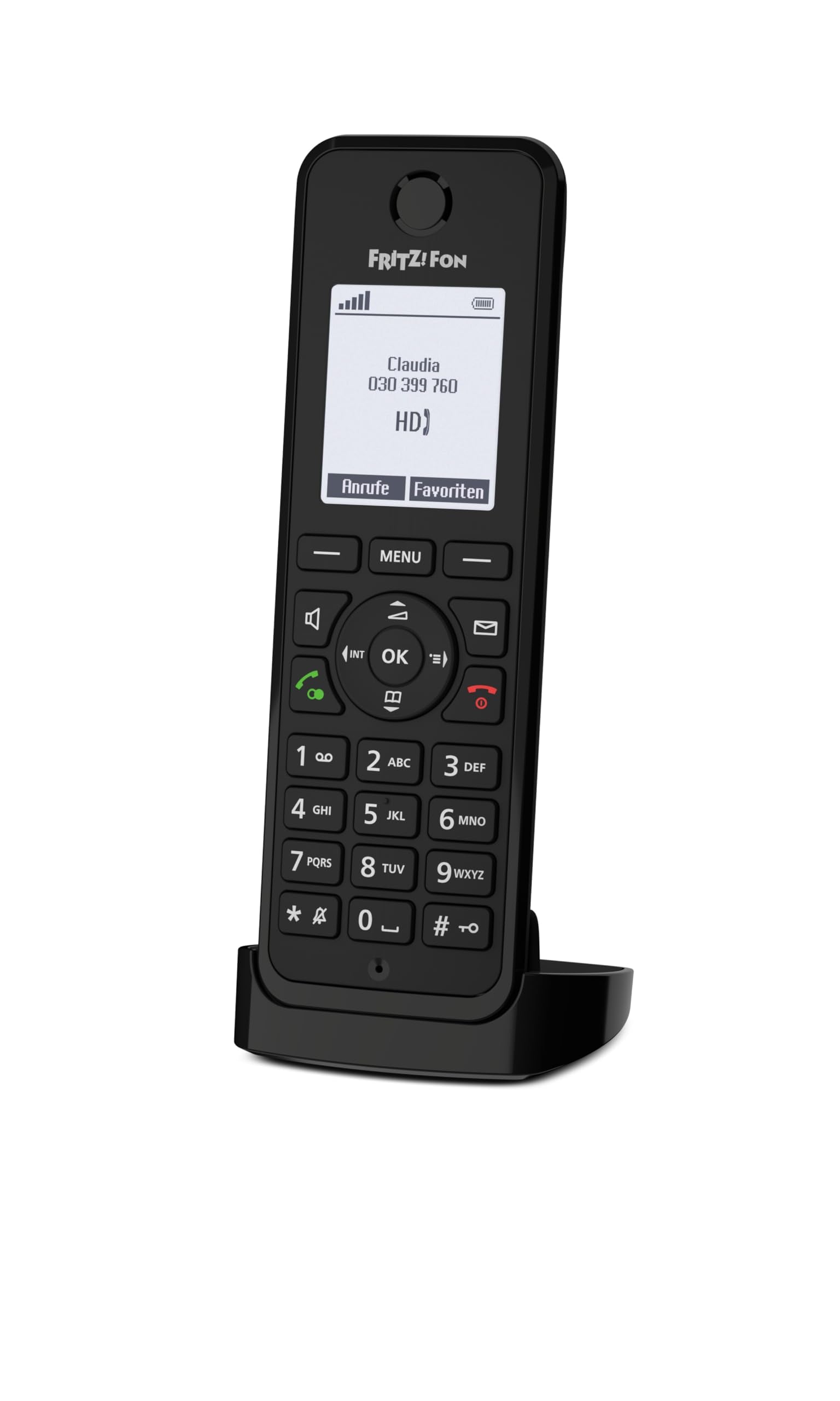 FRITZ!Fon M3 |Telefono DECT Comfort, display monocromatico da 1,8 pollici, telefonia HD, chiamate vivavoce full duplex, batteria lunga durata, trasmissione vocale crittografata, versione international