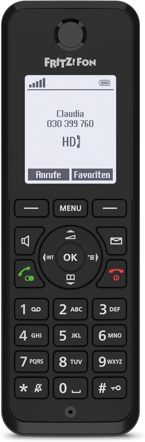 FRITZ!Fon M3 |Telefono DECT Comfort, display monocromatico da 1,8 pollici, telefonia HD, chiamate vivavoce full duplex, batteria lunga durata, trasmissione vocale crittografata, versione international