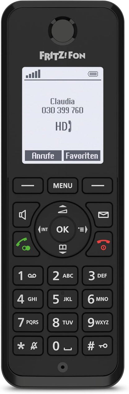 FRITZ!Fon M3 |Telefono DECT Comfort, display monocromatico da 1,8 pollici, telefonia HD, chiamate vivavoce full duplex, batteria lunga durata, trasmissione vocale crittografata, versione international