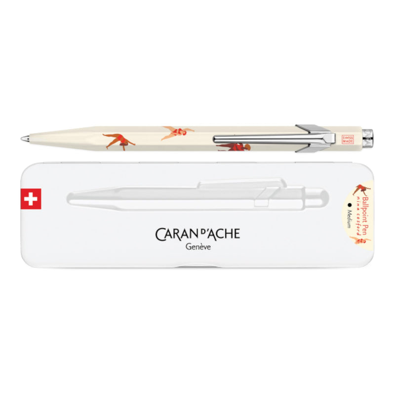 CARAN D'ACHE 849 Nina Cosford Ballpoint Pen Light Cream Aluminium Hexagonal Special Edition Swiss Made