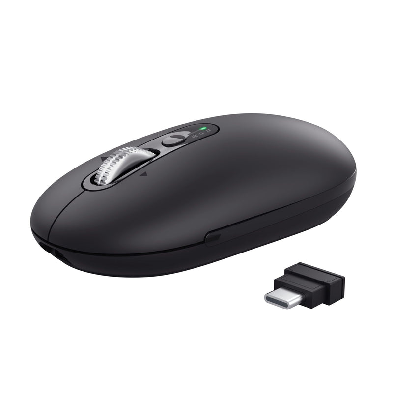 Trust Seron Mouse Wireless con Rotellina Ultra Rapida e Scorrimento Orizzontale, Bluetooth + 2.4GHz, 85% Plastica Riciclata, Pulsanti Silenziosi, Mouse Bluetooth Multi-Dispositivo per PC Mac, Nero