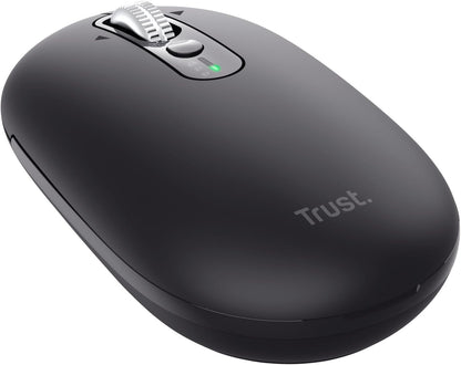 Trust Seron Mouse Wireless con Rotellina Ultra Rapida e Scorrimento Orizzontale, Bluetooth + 2.4GHz, 85% Plastica Riciclata, Pulsanti Silenziosi, Mouse Bluetooth Multi-Dispositivo per PC Mac, Nero