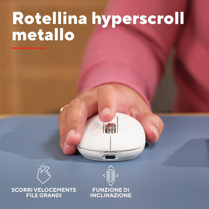 Trust Seron Mouse Wireless con Rotellina Ultra Rapida e Scorrimento Orizzontale, Bluetooth + 2.4GHz, 65% Plastica Riciclata, Pulsanti Silenziosi, Mouse Bluetooth Multi-Dispositivo per PC Mac, Bianco