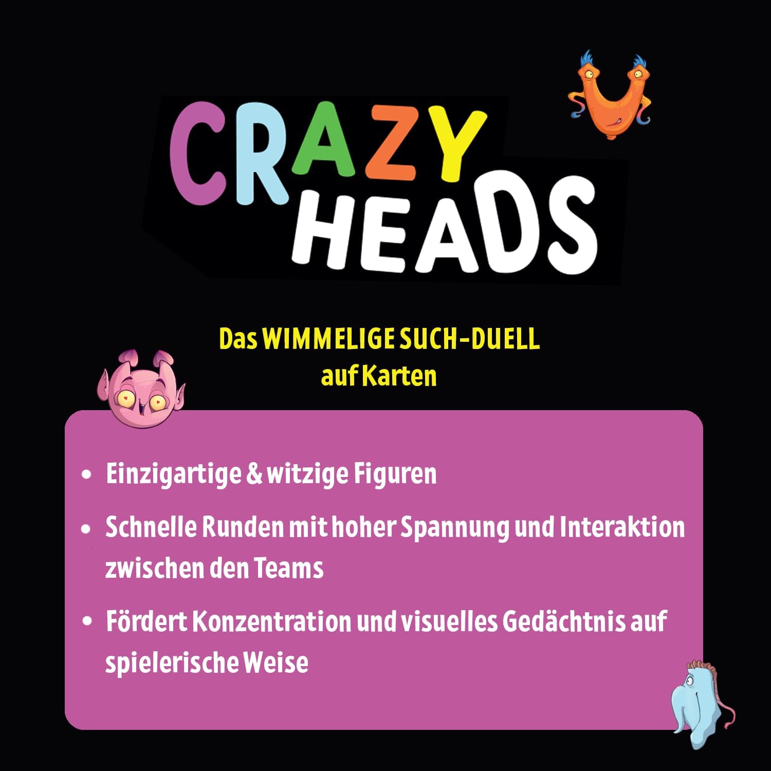 moses. Crazy Heads, Interactive Search Game with Crazy Beings, Fast Board Game for Family & Friends, Hidden Object Search & Concentration Game for Children from 8 Years
