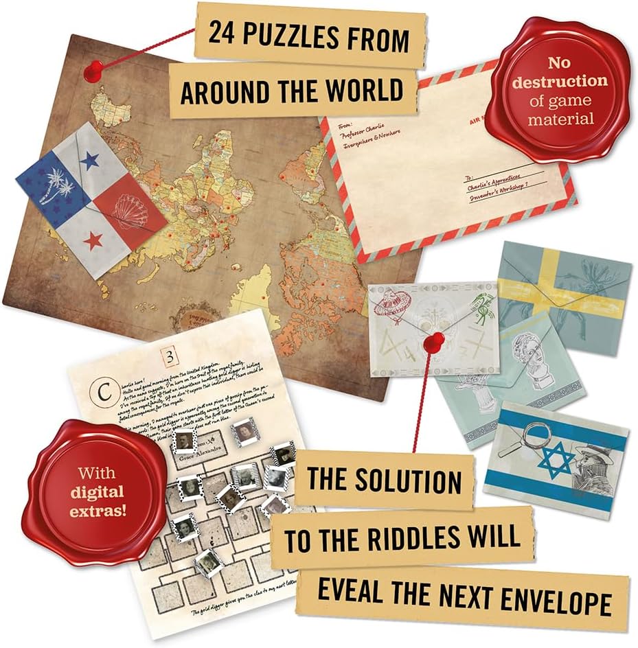 Hidden Games - Professor Charlie's world tour - puzzle advent calendar for 1-6 people aged 14 and over - 24 individual puzzles (english edition)