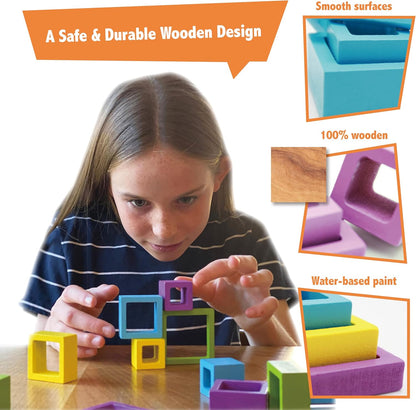 Roo Games Frame Game - Beautiful All Wooden Design, Montessori Inspired, Safe & Durable, Water-based Paints - Perfect Board Games for Adults, Family Games, Family Card Games - Ages 8+
