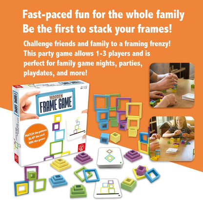 Roo Games Frame Game - Beautiful All Wooden Design, Montessori Inspired, Safe & Durable, Water-based Paints - Perfect Board Games for Adults, Family Games, Family Card Games - Ages 8+