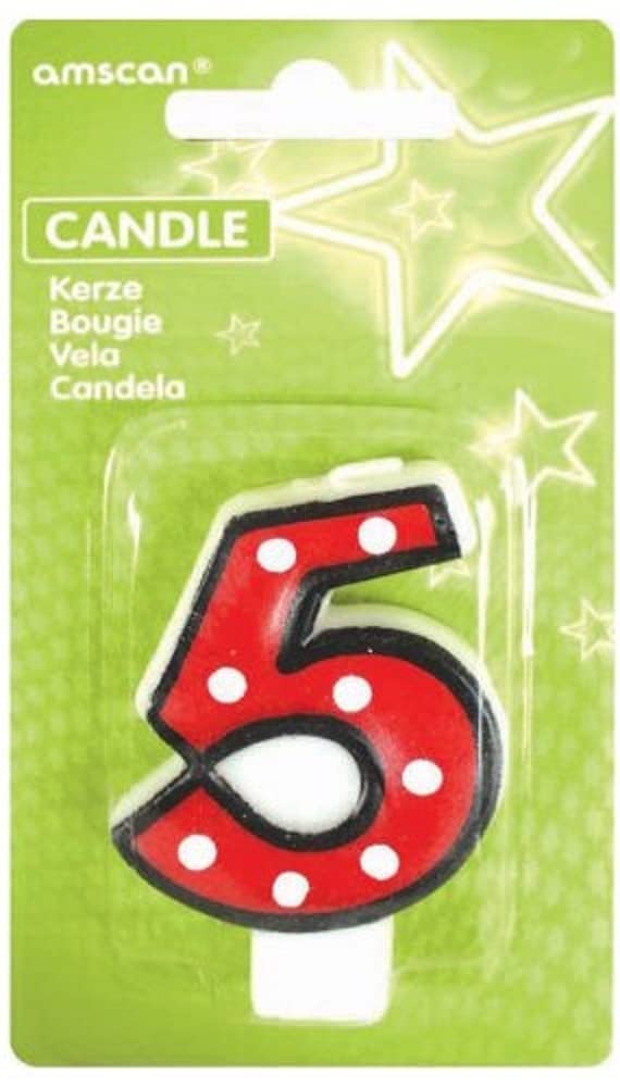 White Dots and Black Border Candles Number 5-7.6cm