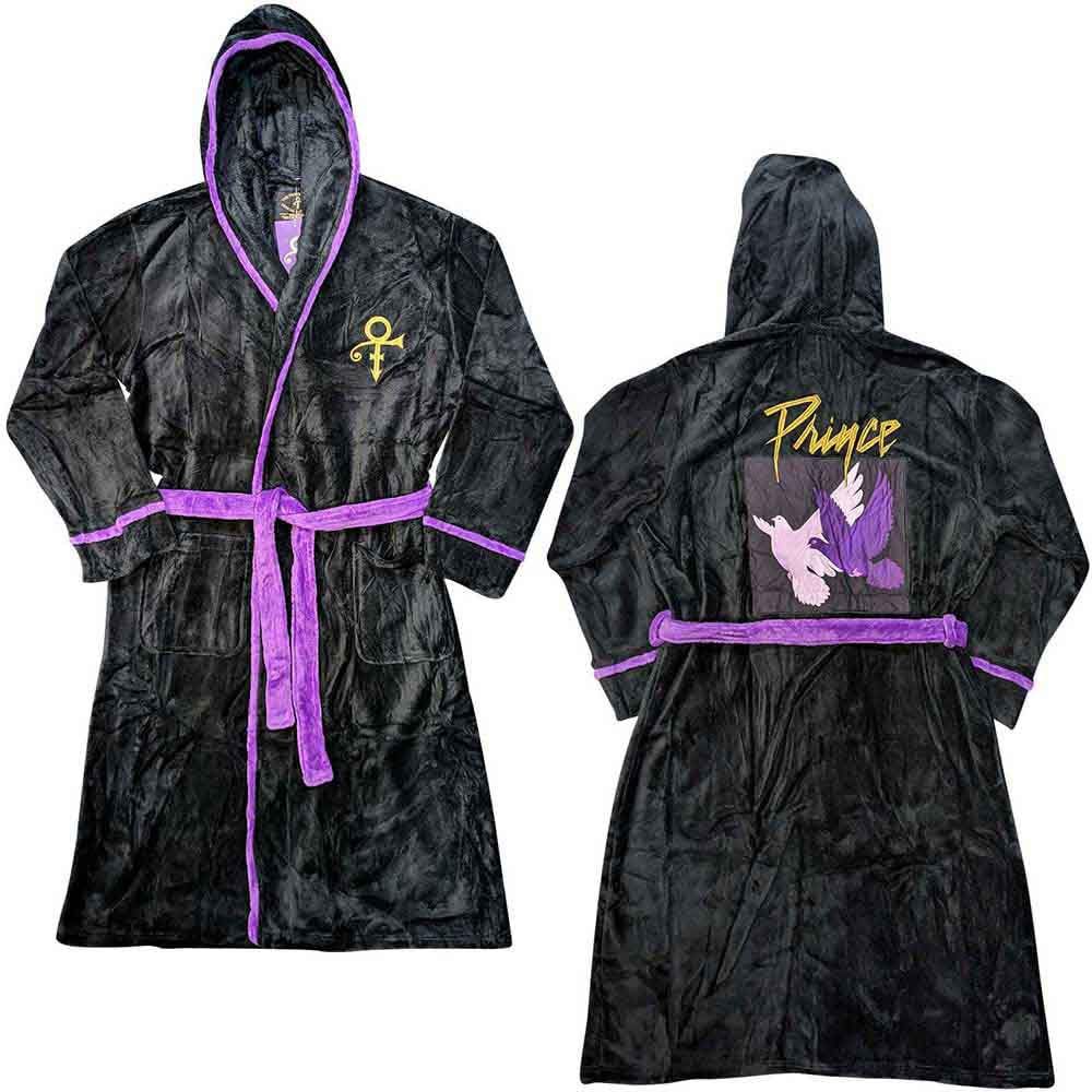 Prince Bathrobe Doves Logo Official Black super soft fleece Unisex L