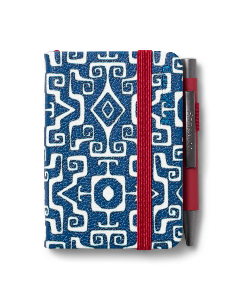 IF Bookaroo Notebook - A7 Pocket and Handbag size Notebook plus Black Ballpoint Pen, 192 pages - Navy & Dark Red - Aztec