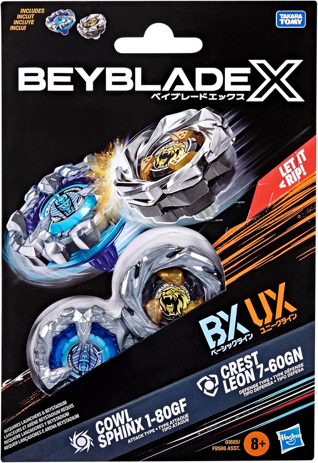 Beyblade X Cowl Sphinx 1-80GF & Crest Leon 7-60GN Dual Pack Set