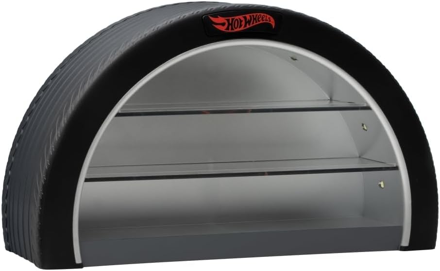 Hot Wheels Display Case Light - Officially Licensed Mattel Merchandise, Light Up Case Holds 8 Cars, Wheel Shaped Wall Moutable or Freestanding, Gift for Collectors