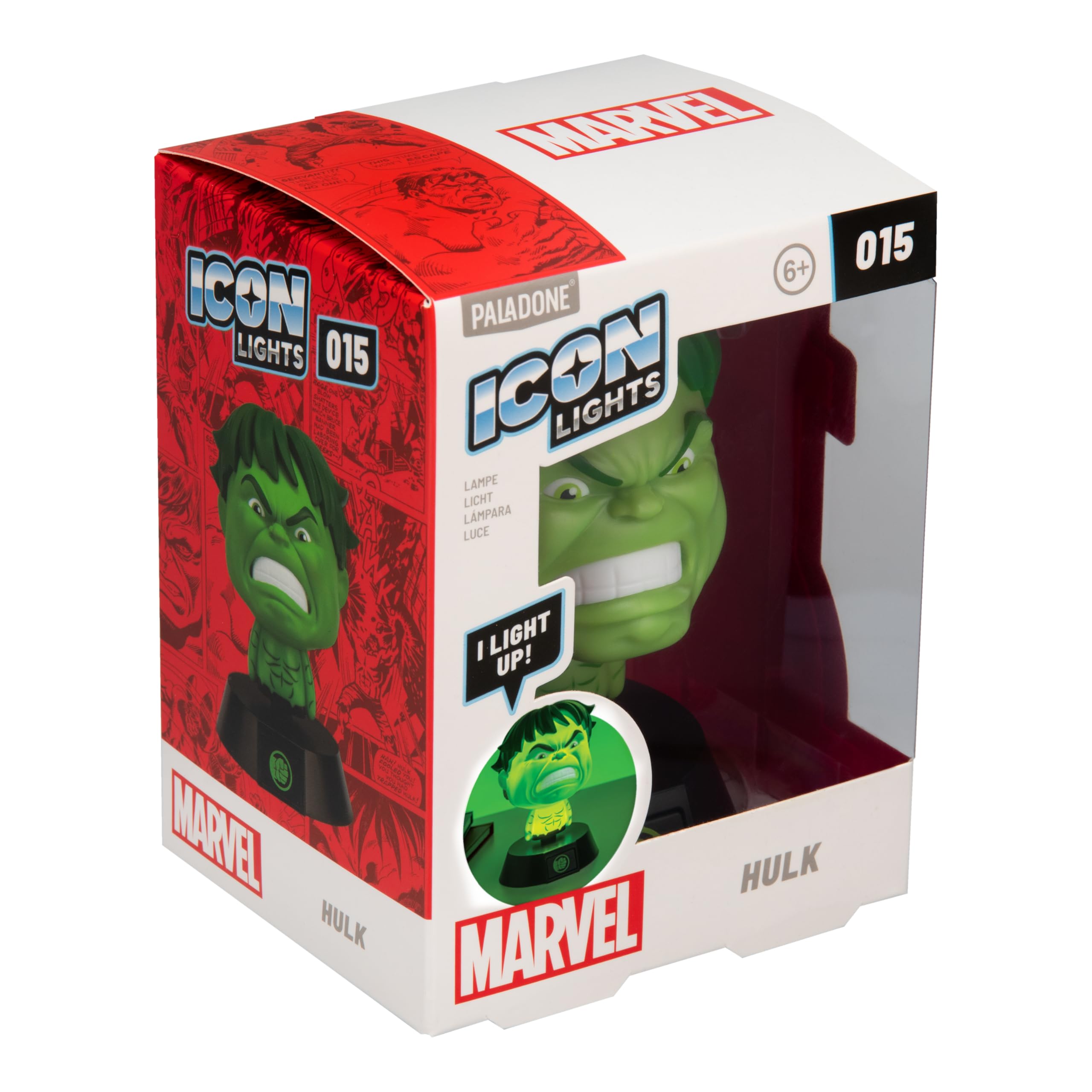 Paladone Marvel Hulk Icon Light, 11cm Desk or Bedside Lamp, AAA Battery Powered, Officially Licensed