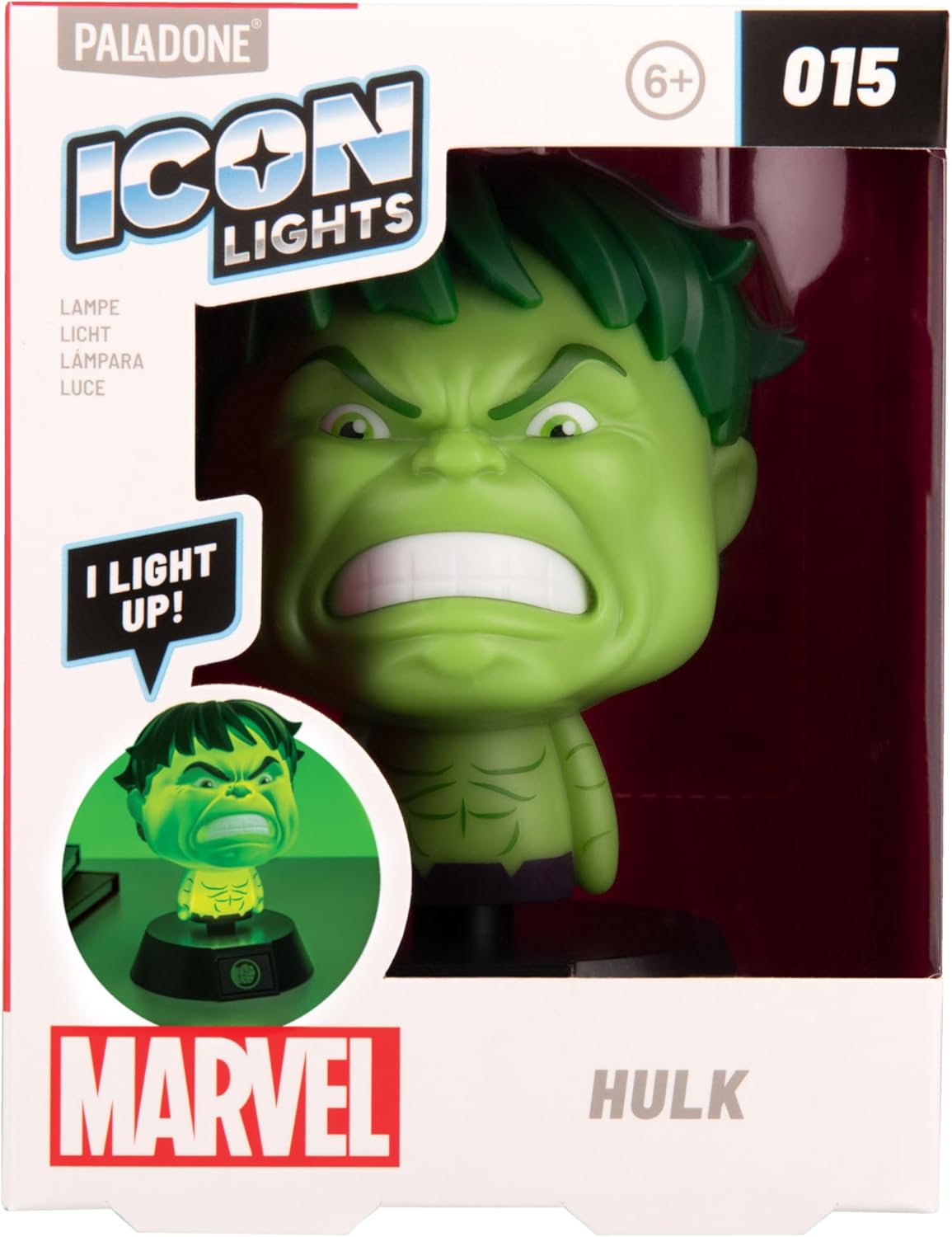 Paladone Marvel Hulk Icon Light, 11cm Desk or Bedside Lamp, AAA Battery Powered, Officially Licensed