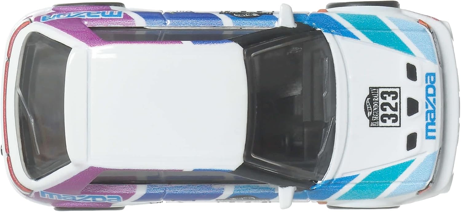 Hot Wheels Mazda 323 GTR Car Culture Vehicle, Premium 1:64 Scale Die-Cast Toy Car with Real Riders Tires & Metal/Metal Body & Chassis, JKF17