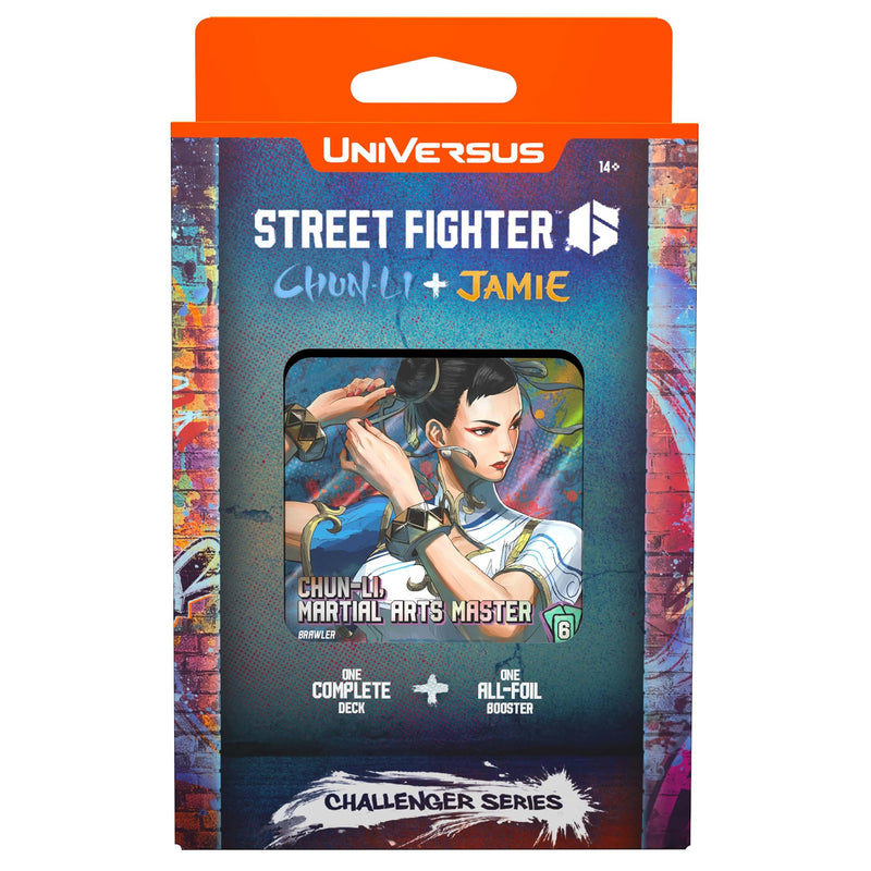 UniVersus: Street Fighter 6: Challenger Series - Chun-Li & Jamie - Deck Building Card Game, Ready to Play Character Deck, 6 Foil-Alt Art Booster Cards
